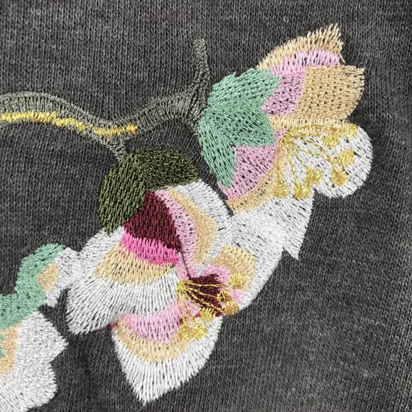 WD.NY Sweater Womens Size 2X Embroidered Floral Gray Crew Pullover Long Sleeve - Picture 4 of 16